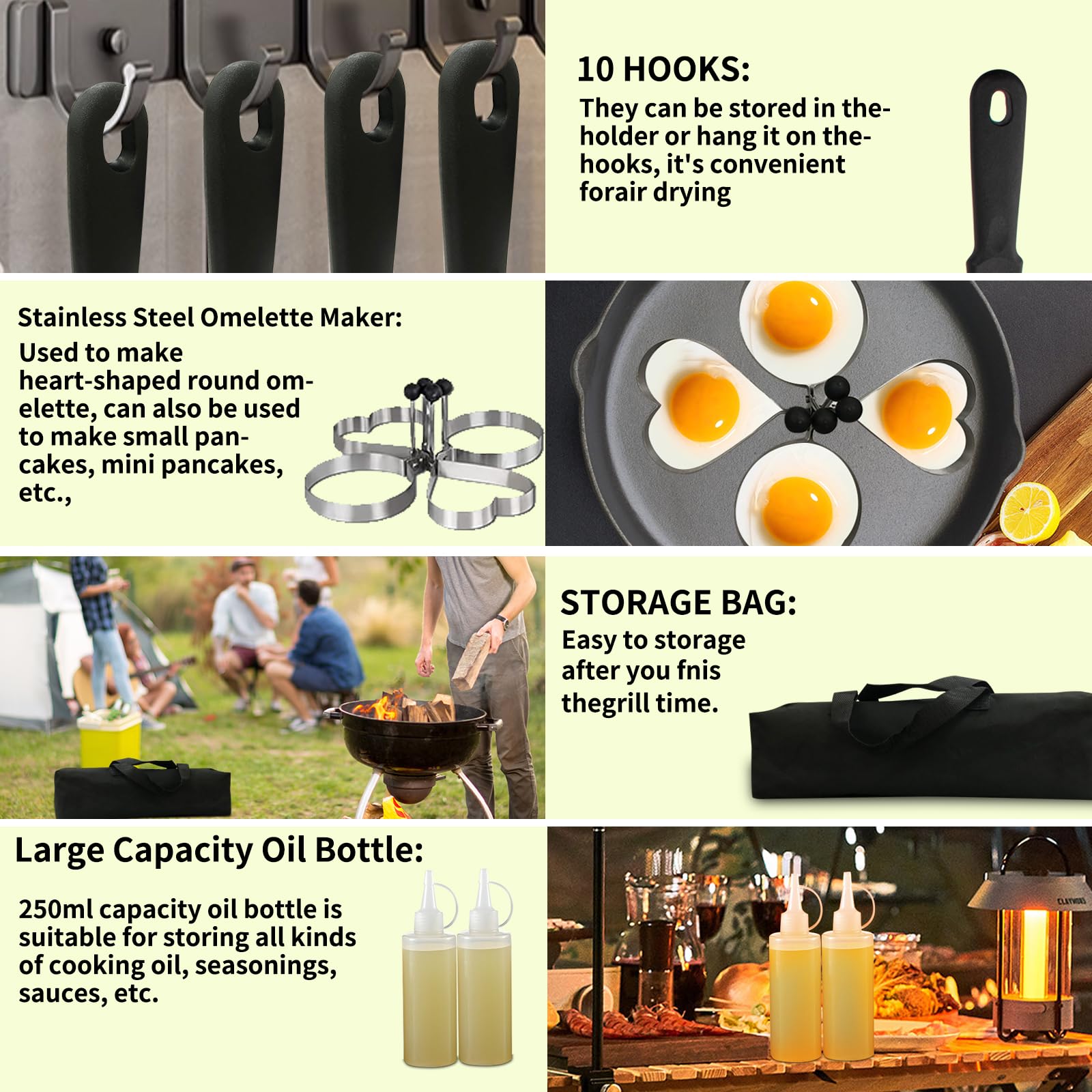 Blackstone Griddle Accessories, 15Pcs Grill Accessories Kit For Blackstone And Camp Chef, Grill Kit With Brush, Spatula, Tongs,